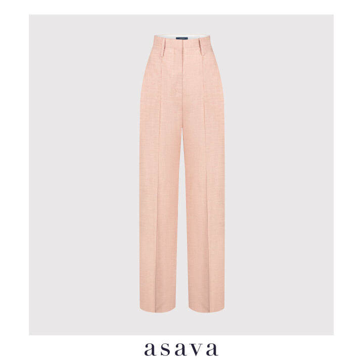 asava-aw22-asava-classic-high-waisted-straight-leg-pants-กางเกงผู้หญิง-เอวสูง-กระเป๋าเฉียง-ซิปหน้า