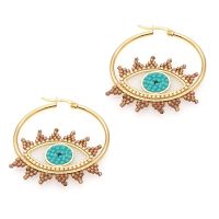 Go2Boho Miyuki Beaded Ear Ring Evil Eye Earrings Stainless Steel Hoop Earrings Women Jewelry Gift for Her 2021 Trendy Pendientes