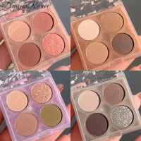 DragonRanee 4สีอายแชโดว์เนื้อแมท Pearly Shimmer Eye Shadow Silky Glitter Nude Eye Makeup Palet