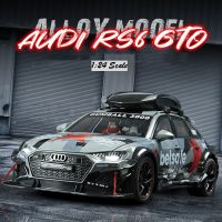 【มายากล】เครื่องชั่ง1:24โมเดลรถอัลลอย Audi RS6 GTO Zinc พร้อมไฟและเสียงและของเล่นดายคาสต์แบบดึงถอยหลังสำหรับตกแต่งคอลเลกชันของขวัญสำหรับเด็กผู้ชาย