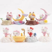 8ชิ้น Kawaii Sanrio ของเล่นอะนิเมะรูปชุด H Ello K Itty ดวงจันทร์อาบน้ำเจ้าหญิงรุ่นของเล่นการ์ตูน Kt แมวสะสมตกแต่งตุ๊กตาของขวัญ