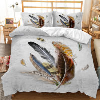 Creative Colorful Feather Duvet Cover 3D Prints Quilt Cover Bedding Set Queen King Size Comforter Cover Single Double Bedclothes