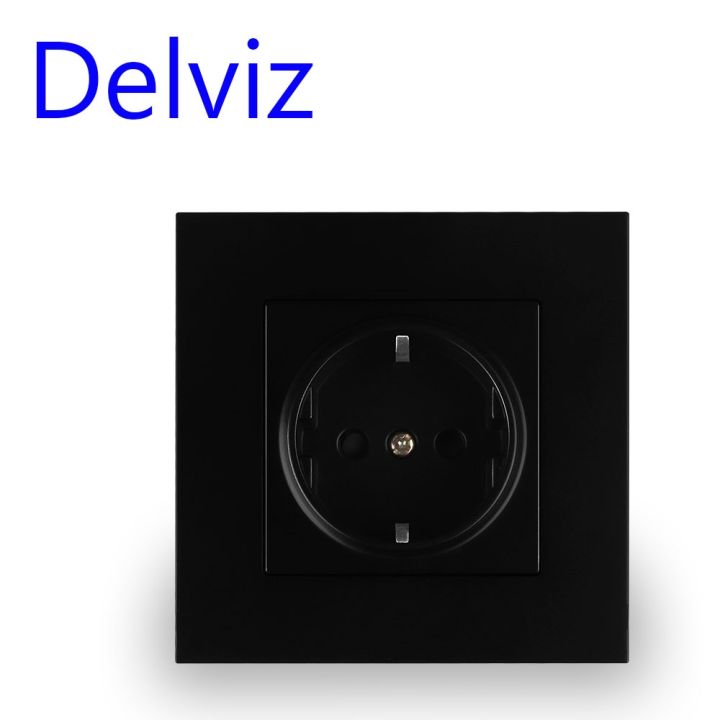 new-popular-delviz-wall-16-assocket-panelac-กระจกสไตล์ใหม่110v-250vwhite-ดำ-เทาครัวเรือนฝังเต้าเสียบมาตรฐาน