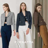 PIMNATTA Gina Blazer เบลเซอร์ทรงครอปผ้าทวีต (สินค้าพร้อมส่ง) เบลเซอร์ตัดเย็บโดยช่างสูท งานเนี๊ยบ Casual Working สไตล์เรียบหรู