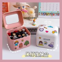 [COD] Ins style cute large-capacity desktop storage box female dressing cosmetic lipstick finishing with mirror