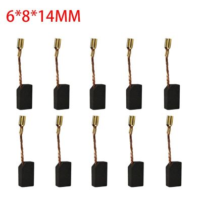 10 Pcs 6*8*14mm Power Tool Carbon Brushes Electric Hammer Angle Grinder Graphite Brush Replacement Motor Carbon Brushes Rotary Tool Parts Accessories