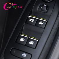 Color My Life 7Pcs ABS Chrome Car Window Lift Button Switch Sequin Trim Sticker for Peugeot 3008GT 5008 2017-2020 Accessories