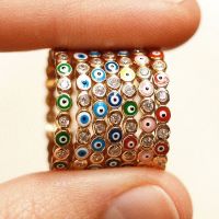 Fashion Exquisite Gold Color Blessed Evil Eye Ring Women Stainless Steel Zircon Rings Charm Fashion Jewelry Gifts