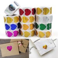 500Pcs/Roll Love Heart Shaped Sticker Seal Labels Cute Stationery Sticker Scrapbooking For Craft Birthday Party Gift Packaging Stickers Labels