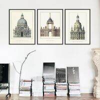 Triptych Classic European Palace ภาพพิมพ์ทิวทัศน์ที่มีชื่อเสียงโปสเตอร์-Wall Art ภาพวาดผ้าใบสำหรับตกแต่งบ้าน