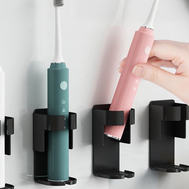 4pcs-electric-toothbrush-holder-adhesive-metal-black-wall-mount-toothbrush-storage-organizer-for-bathroom-washroom