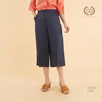 C&amp;D Linen Pants ทรง Front Slit Pants ขาสี่ส่วน ผ่าปลายขา สีกรม เนื้อผ้าลินินพรีเมี่ยม