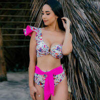 New High Waist Bikini Set One Shoulder Swimsuit Print Floral Brazilian Swimming Suit Bathing Suit Summer Beach Wear biquini