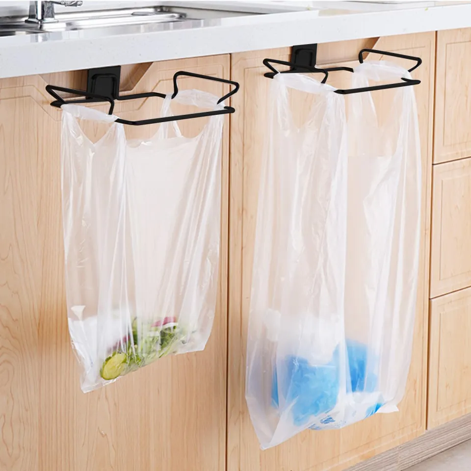 2Pcs Trash Rack for Kitchen Stainless Steel Hanging Garbage Bags