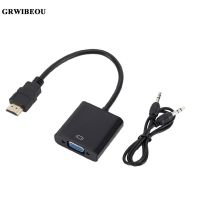 Grwibeou HDMI to VGA Adapter Cable Male To Female HDMI TO VGA Converter Adapter 1080P Digital to Analog Video Audio For Tablet