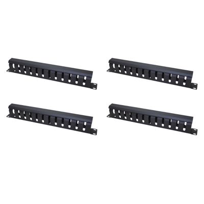 4X 1U Cable Management Horizontal Mount 19 Inch Server Rack , 12 Slot Metal Finger Duct Wire Organizer with Cover