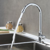 Matte Black Kitchen Faucets Deck Mounted Hot and Cold Water Mixer 360 Rotate Spout Single Handle Brass Water Taps