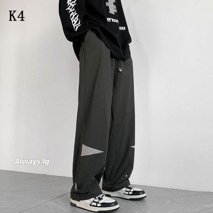 ready-k4-hong-kong-style-oversize-new-casual-pants-loose-mens-buckle-design-trendy-brand-straight-seersucker-trousers