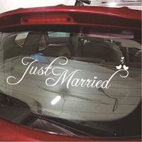 ♝♕ Just Married Wedding Sticker Decal Car Auto Window Sticker Vinyl Party Decor Waterproof
