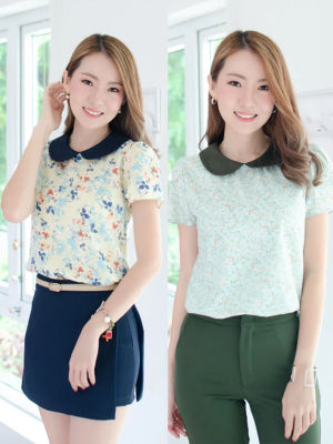 Narinari : NT2430 Peter Pan Collar Flower Blouse