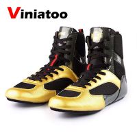 New Professional Boxing Shoes Men Gold Black Breathable Wrestling Shoes Light Weight Boxing Sneakers Quality Wrestling Footwears