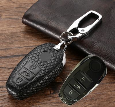 New High Quality Car Genuine Leather Key Cover Holder Wallet For Volkswagen VW Touareg 3 Buttons Fob Smart Key Accessories