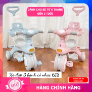 Xe đạp ba bánh cho bé từ 1 đến 3 tuổi có cần đẩy phát nhạc sinh động 618