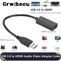 USB 3.0เป็น HDMI-USB 1080P ตัวผู้ที่ HDMI ตัวเมียสายอะแดปเตอร์การ์ดวิดีโอกราฟิกส์ภายนอกสำหรับพีซีแล็ปท็อป