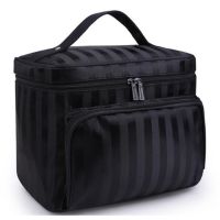 【cw】Woman Cosmetic Bags Square Striped Organizer Makeup Bag Travel Toiletry Bag Large Capacity Storage Beauty Bag ZL900 ！