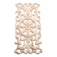 Rectangle Woodcarving Decal Carved Corner Flower Home Decor Door Home Patch Onlay Unpainted Wood Applique 39.5x20cm old European