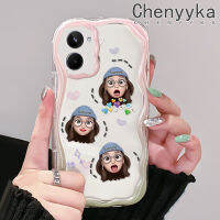 เคส Chenyyka สำหรับ Realme 10เคสยอดนิยมลายอิโมติคอนเด็กผู้หญิงสีสันสดใสลายคลื่นเนื้อครีมเคสป้องกันแบบนิ่มเคสโทรศัพท์โปร่งใสกันกระแทกเคสใสซิลิโคน