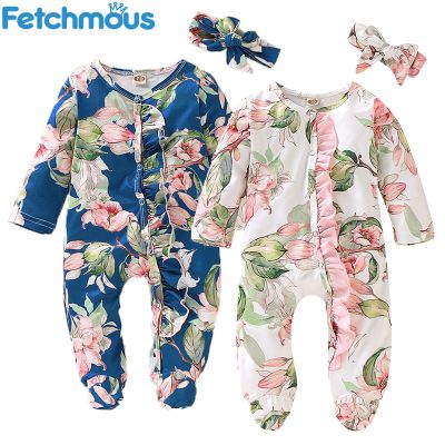 0-18 Months Girl Baby Sleepwear Newborn Floral Romper with Headband Toddler Boy Blanket Sleepers Fall Fashion Infant Pajamas