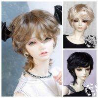 BJD วิกผมตุ๊กตาเหมาะสำหรับ1/3 1/4ขนาด1/6ผ้าขนโมแฮร์เทียมสีน้ำตาลอ่อนสีดำหลากสีตุ๊กตาผมสั้นหยิก