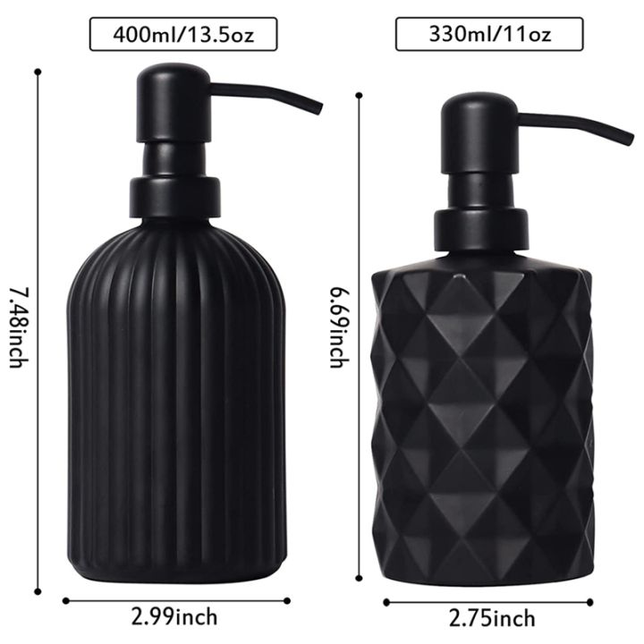 2-pcs-matte-black-soap-dispenser-glass-soap-dispenser-13-5-oz-11-oz-glass-hand-soap-dispenser-set-for-bathroom-and-kitchen-soap-dispenser