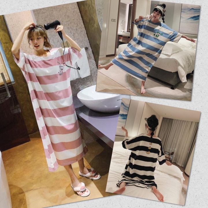 ชุดนอน-เสื้อยืด-ขนาดใหญ่-oversize-ชุดนอนแฟชั่น-ชุดนอนเซ็กซี่-คนอ้วน-อวบ-ตัวใหญ่ใส่ได้-สไตล์เกาหลี