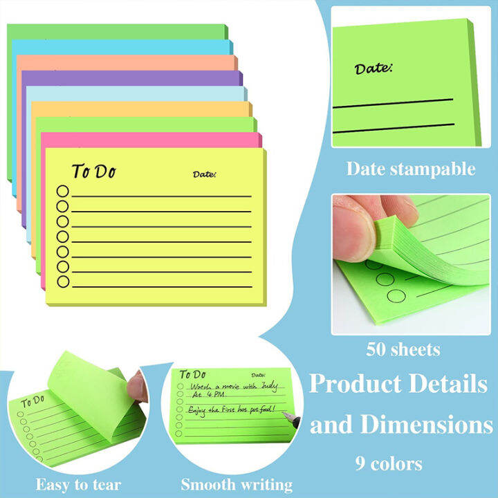 Nodetud Cute Creative Postit Notes Office Postit Notes Stationery Transverse Line Postit