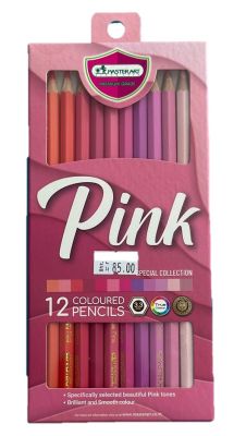 ดินสอสีไม้ 12 สี รุ่นโทนชมพู ตรามาสเตอร์อาร์ต Master Art ไส้ใหญ่ขนาด 3.3 มม. pink pencils