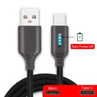 2.4A Fast Charger USB Type C Cable Micro USB Smart Charging Data Cable For iPhone 14 Xiaomi with Auto Power off Protection Light