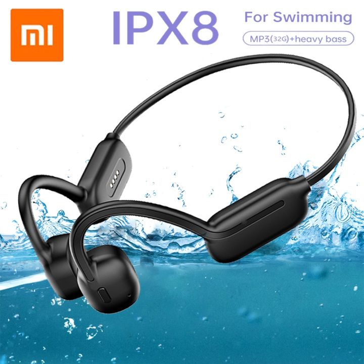 Real Bone Conduction Headphones Swimming IPX8 Waterproof 32GB MP3