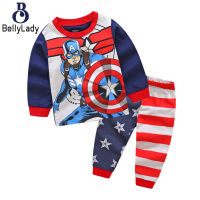 2pcs Children Pajamas Suit Cotton Long Sleeves Cartoon Printing Tops Trousers Set For Boys Aged 2-8【fast】