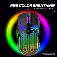 เมาส์เมาส์สำหรับเล่นเกมส์ RGB น้ำหนักเบา USB แบบมีสาย7200DPI 6คีย์เมาส์สำหรับเดสก์ทอปเกมส์พีซีแล็ปท็อป