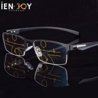 IENJOY Multifocal Reading Glasses Half Frame Men Metal Women Progressive Bifocal Anti Blue Ray Presbyopic Eyewear 1.0 2.0 3.0