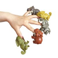 Jurassic Dinosaur Dino Animal Figure Model Park Toy Biting Hand Tricky Elephant Chameleon Hippo Mosasaurus Finger for Boys Gift