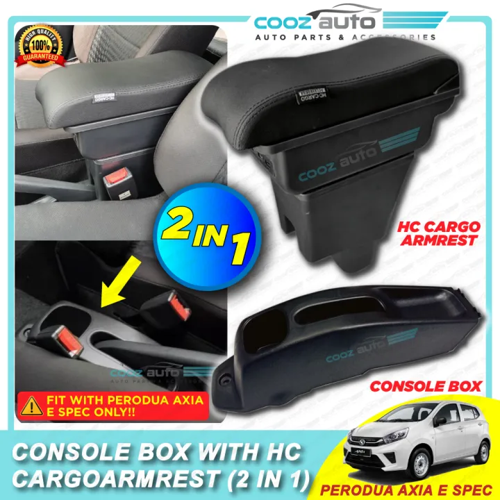 Perodua Axia E Spec 2in1 Console Handbrake Box Usb Led Indicator Double Layer Arm Rest Armrest Lazada