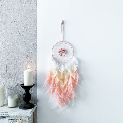 Creative Wind Chime Gravel Pendant Colour Feather Handmade Dream Catcher Braided Home Hanging Decor Art For Room