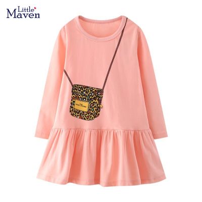 〖jeansame dress〗 Little Maven Girls Party Dress Kids Elegant Bags Design Pattern Baby Girls Long Sleeve Dress For Back To School Clothes 2022