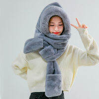 Womens Wrap your head to Keep Warm Suit for Winter Scarf, Hat &amp; Glove Sets Faux Fur Soft Rabbit Cute Hat Ear-flapped for Girls