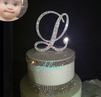 Monogram Wedding Cake Topper Crystal Initial Any Letter A B C D E F G H I J K L M N O P Q R S T U V W X Y Z