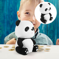 LEDMOMO【Hot】 ไวนิล Panda Piggy Bank Unbreakable นั่ง Panda รูปเหรียญเงิน Bank