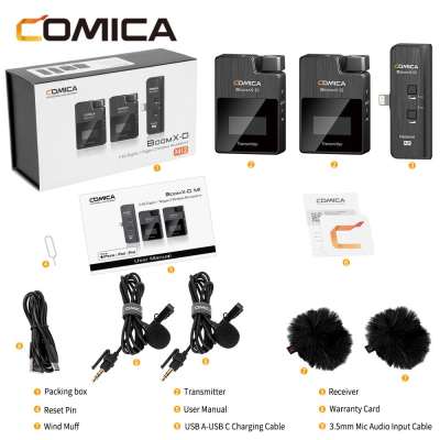 ไมค์ไวเลส Wireless Microphone Comica Audio : BoomX-D MI2 สำหรับระบบ IOS ไอโฟน (รับประกัน 1 ปี)